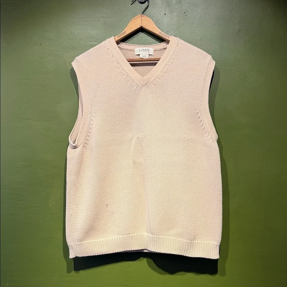 Vintage J. Crew Men's V-Neck Sweater Vest in Cream
